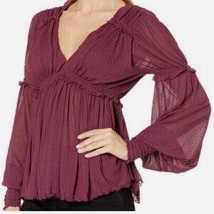Free People Day Dreaming Balloon-Sleeve Top - Size M